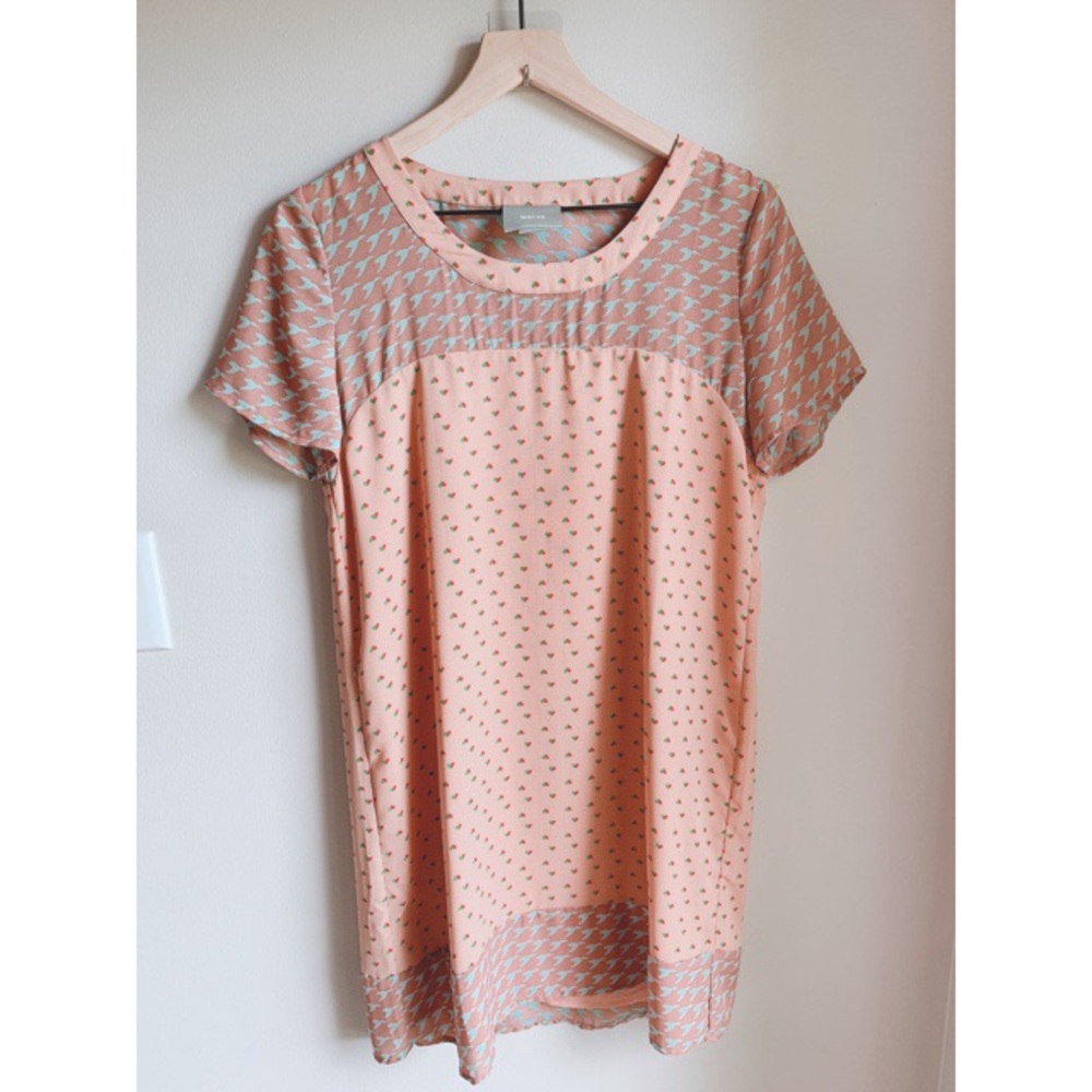 Maeve Anthropologie | graphic bird print dress S